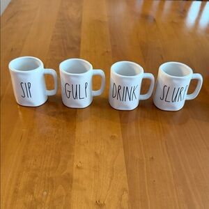 ✨ Rae Dunn Mini Espresso Mug Set – SIP • GULP • DRINK • SLURP (Set of 4)